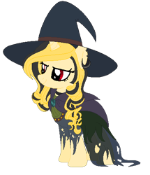 Size: 443x514 | Tagged: safe, artist:blackholeii, imported from derpibooru, oc, oc only, oc:fine print, pony, unicorn, clothes, costume, hat, nightmare night, solo, witch