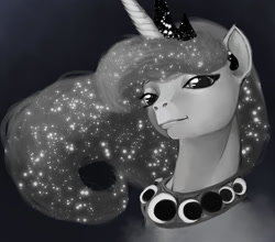 Size: 1000x880 | Tagged: safe, artist:hattonslayden, imported from derpibooru, princess luna, female, galaxy mane, grayscale, monochrome, portrait, solo