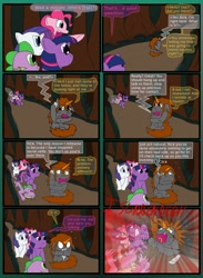 Size: 765x1044 | Tagged: safe, artist:firefanatic, imported from derpibooru, pinkie pie, rarity, spike, twilight sparkle, twilight sparkle (alicorn), oc, alicorn, pony, female, mare, misspelling, scared, screaming