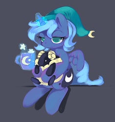 Size: 746x794 | Tagged: safe, artist:ende26, imported from derpibooru, princess luna, sheep, animal, cute, female, filly, hat, mug, nightcap, plushie, sitting, solo, woona