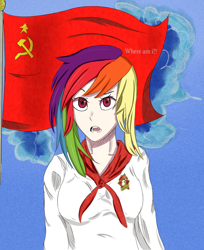 Size: 1002x1226 | Tagged: safe, artist:evil-spider, imported from derpibooru, rainbow dash, human, female, humanized, light skin, pioneer, russian, solo, soviet, soviet union