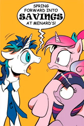 Size: 365x549 | Tagged: safe, idw, imported from derpibooru, princess cadance, shining armor, twilight sparkle, spoiler:comic, exploitable meme, meme, screaming armor, younger