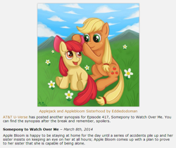 Size: 713x603 | Tagged: safe, imported from derpibooru, apple bloom, applejack, somepony to watch over me, everfree network