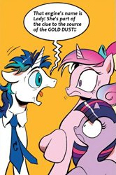 Size: 365x549 | Tagged: safe, idw, imported from derpibooru, princess cadance, shining armor, twilight sparkle, spoiler:comic, exploitable meme, meme, screaming armor, thomas and the magic railroad