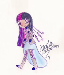 Size: 2200x2585 | Tagged: safe, artist:grocerystorephobic, imported from derpibooru, twilight sparkle, equestria girls, female, humanized, light skin, solo, traditional art