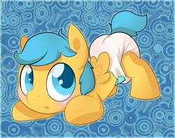 Size: 1024x807 | Tagged: safe, artist:cuddlehooves, imported from derpibooru, oc, oc only, pegasus, pony, diaper, foal, poofy diaper, solo