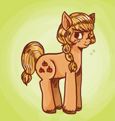 Size: 739x779 | Tagged: safe, artist:superlucky13, imported from derpibooru, applejack, alternate hairstyle, female, solo, unshorn fetlocks