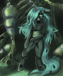 Size: 2500x3000 | Tagged: dead source, safe, artist:rainbowsprinklesart, imported from derpibooru, queen chrysalis, anthro, cocoon, female, solo