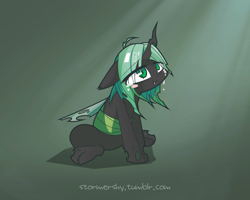 Size: 1500x1200 | Tagged: safe, artist:aurura, imported from derpibooru, queen chrysalis, changeling, changeling queen, crying, female, green changeling, pixiv, sad, solo