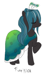 Size: 442x669 | Tagged: safe, artist:scouthiro, imported from derpibooru, queen chrysalis, pony, 30 minute art challenge, clothes, dress, female, race swap, solo