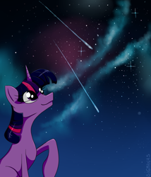 Size: 1436x1674 | Tagged: safe, artist:sigmanas, imported from derpibooru, twilight sparkle, pony, female, night, shade, shooting star, sky, solo, starry night, stars