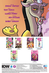 Size: 900x1343 | Tagged: safe, idw, imported from derpibooru, apple bloom, discord, scootaloo, sweetie belle, draconequus, spoiler:comic, spoiler:comicff2, cutie mark crusaders, idw advertisement, male, preview