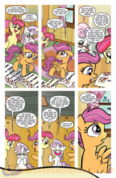 Size: 900x1384 | Tagged: safe, artist:tonyfleecs, idw, imported from derpibooru, apple bloom, scootaloo, sweetie belle, earth pony, pegasus, pony, unicorn, friends forever, spoiler:comic, spoiler:comicff2, comic, cutie mark crusaders, female, filly, foal, idw advertisement, music notes, official comic, preview, speech bubble, trio