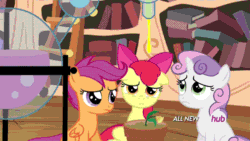 Size: 700x394 | Tagged: safe, imported from derpibooru, screencap, apple bloom, scootaloo, sweetie belle, twilight time, animated, atomic rainboom, bad end, cutie mark crusaders, female