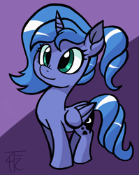 Size: 1264x1585 | Tagged: dead source, safe, artist:php92, imported from derpibooru, princess luna, pony, alternate hairstyle, female, filly, ponytail, s1 luna, solo, woona