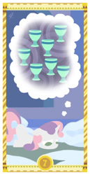 Size: 400x775 | Tagged: safe, artist:janeesper, imported from derpibooru, sweetie belle, cup, female, scootie belle, seven of cups, seven of hearts, solo, tarot card, thought bubble