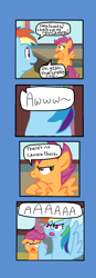 Size: 622x1782 | Tagged: safe, artist:oneovertwo, imported from derpibooru, rainbow dash, scootaloo, asdfmovie, asdfmovie3, comic, gum