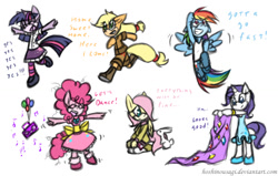 Size: 1333x850 | Tagged: safe, artist:hoshinousagi, imported from derpibooru, angel bunny, applejack, fluttershy, pinkie pie, rainbow dash, rarity, twilight sparkle, anthro, plantigrade anthro, rabbit, unicorn, animal, balloon, boots, cute, cutie mark on clothes, kneeling, mane six, radio, running, shoes, sonic the hedgehog (series), sonicified, style emulation, unicorn twilight, younger