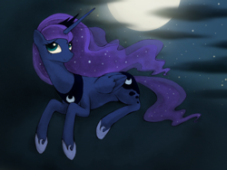 Size: 1024x768 | Tagged: safe, artist:murphylaw4me, imported from derpibooru, princess luna, cloud, cloudy, colored, female, solo