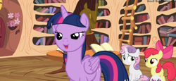 Size: 1314x604 | Tagged: safe, imported from derpibooru, screencap, apple bloom, sweetie belle, twilight sparkle, alicorn, pony, twilight time, female, lidded eyes, mare, out of context, twilight sparkle (alicorn)