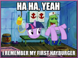 Size: 499x374 | Tagged: safe, imported from derpibooru, twilight sparkle, alicorn, pony, caption, decapitated, disembodied head, female, image macro, just one bite, mare, meme, severed head, spongebob squarepants, squidward tentacles, twilight burgkle, twilight sparkle (alicorn)