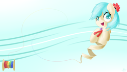 Size: 2400x1350 | Tagged: safe, artist:futaku, imported from derpibooru, coco pommel, season 4, female, rainbow thread, solo, surreal, wallpaper