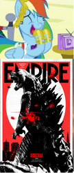 Size: 624x1440 | Tagged: safe, imported from derpibooru, rainbow dash, kaiju, empire (magazine), exploitable meme, godzilla, godzilla (series), godzilla 2014, meme, obligatory pony, tv meme