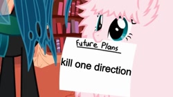 Size: 1019x572 | Tagged: safe, imported from derpibooru, queen chrysalis, oc, oc:fluffle puff, exploitable meme, fluffle puff's plans, meme, one direction