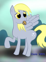 Size: 519x692 | Tagged: safe, artist:sitris, imported from derpibooru, derpy hooves, pegasus, pony, cute, female, funny, happy, hooves, mare, muffin, nice, solo