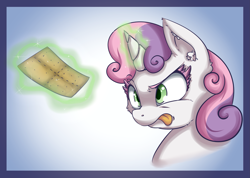 Size: 2937x2097 | Tagged: safe, artist:vicse, imported from derpibooru, sweetie belle, female, graham cracker, magic, solo