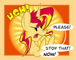 Size: 500x389 | Tagged: dead source, safe, artist:miroslav46, imported from derpibooru, sunset shimmer, pony, unicorn, animated, ask, female, reaction image, solo, sunset shimmer hates you, tumblr