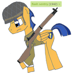 Size: 894x894 | Tagged: safe, artist:jrapcdaikari, imported from derpibooru, flash sentry, derpimilestone, gun, m1 garand, male, soldier, solo, world war ii