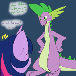 Size: 1000x1000 | Tagged: safe, artist:aviantheatrics, imported from derpibooru, spike, twilight sparkle, ask twilight and spike!, ask, ask-twispike, female, male, older, older spike, shipping, straight, tumblr, twispike