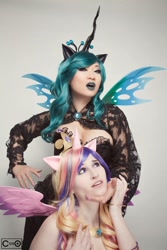 Size: 576x864 | Tagged: safe, artist:yashuntafun, artist:yayacosplay, imported from derpibooru, princess cadance, queen chrysalis, human, cosplay, irl, irl human, photo