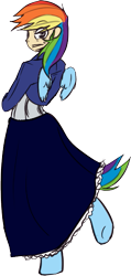 Size: 285x597 | Tagged: artist needed, safe, imported from derpibooru, oc, oc only, oc:prism, satyr, bioshock infinite, clothes, cosplay, crossover, dress, elizabeth, looking at you, looking back, looking back at you, offspring, parent:rainbow dash, simple background, solo, transparent background