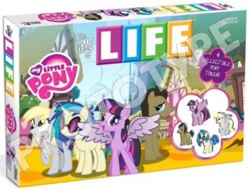 Size: 450x344 | Tagged: safe, imported from derpibooru, derpy hooves, dj pon-3, doctor whooves, time turner, twilight sparkle, vinyl scratch, alicorn, pony, board game, fake, female, mare, muffin, the game of life, twilight sparkle (alicorn)