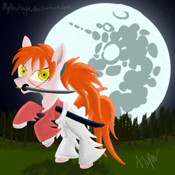 Size: 1440x1440 | Tagged: safe, artist:mythsflight, imported from derpibooru, pony, kenshin himura, moon, ponified, rurouni kenshin, solo