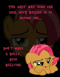 Size: 741x960 | Tagged: safe, imported from derpibooru, babs seed, bullying, facebook, public service announcement, the bad seed