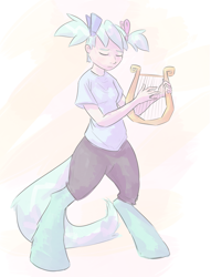 Size: 1637x2142 | Tagged: safe, artist:nobody, imported from derpibooru, oc, oc only, oc:hope, satyr, lyre, musical instrument, offspring, parent:lyra heartstrings, solo