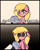 Size: 6000x7500 | Tagged: safe, artist:acharmingpony, imported from derpibooru, oc, oc only, oc:tutti frutti, earth pony, pony, :|, absurd resolution, are you aware you are a pony, bow, colored pupils, comic, empty eyes, female, frown, gradient background, gray background, hair bow, hoof hold, horrified, human to pony, implied transformation, implied transgender transformation, lidded eyes, looking down, mare, meme, microphone, offscreen character, parody, ponified animal photo, pov, shocked, shrunken pupils, simple background, sitting, solo focus, story in the comments, wide eyes