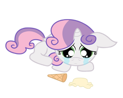 Size: 2000x1600 | Tagged: safe, artist:bonaldo-kun, imported from derpibooru, sweetie belle, pony, unicorn, crying, dropped ice cream, female, floppy ears, ice cream, sad, simple background, solo, transparent background, vector