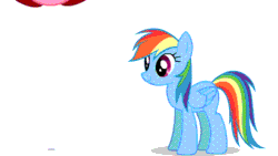Size: 640x360 | Tagged: safe, artist:peculiarcarrot, imported from derpibooru, rainbow dash, animated, female, kirby, kirby (character), kirby (series), non-looping gif, puffball, surprised