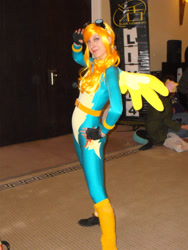 Size: 1728x2304 | Tagged: safe, artist:spaniel122, imported from derpibooru, spitfire, human, cosplay, irl, irl human, katsucon, photo, wonderbolts uniform