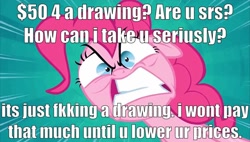 Size: 848x480 | Tagged: safe, edit, edited screencap, imported from derpibooru, screencap, pinkie pie, pinkie pride, female, image macro, language butchery, rage, ragey pie, solo, vulgar