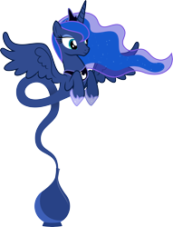 Size: 6400x8383 | Tagged: safe, artist:parclytaxel, imported from derpibooru, princess luna, genie, genie pony, .svg available, absurd resolution, bottle, female, raised hoof, simple background, solo, transparent background, vector