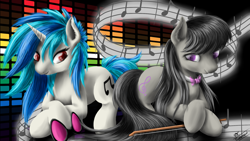 Size: 1920x1080 | Tagged: safe, artist:robbergon, imported from derpibooru, dj pon-3, octavia melody, vinyl scratch