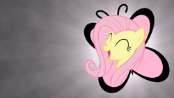 Size: 1920x1080 | Tagged: safe, artist:blackgryph0n, artist:hixma, artist:rainbowcrab, edit, imported from derpibooru, fluttershy, butterfly, pony, cutie mark, female, happy, simple, solo, vector, wallpaper, wallpaper edit
