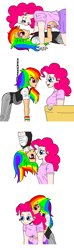 Size: 886x2995 | Tagged: safe, artist:asdf314159265, imported from derpibooru, pinkie pie, rainbow dash, human, pinkie pride, boop, female, humanized, lesbian, light skin, noseboop, pinkiedash, scene interpretation, shipping