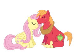 Size: 1235x837 | Tagged: safe, artist:rad-girl, imported from derpibooru, big macintosh, fluttershy, earth pony, pony, fluttermac, male, shipping, stallion, straight
