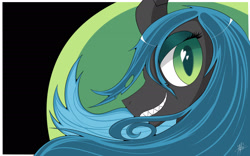 Size: 2400x1500 | Tagged: safe, artist:nyyhol1, imported from derpibooru, queen chrysalis, changeling, changeling queen, female, grin, solo